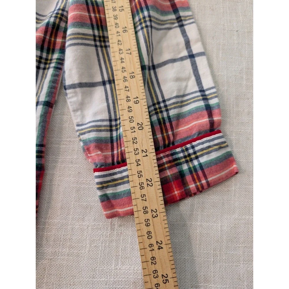 Wondershop Pajama Set Womens XL White & Red Plaid Long Sleeve 100% Cotton